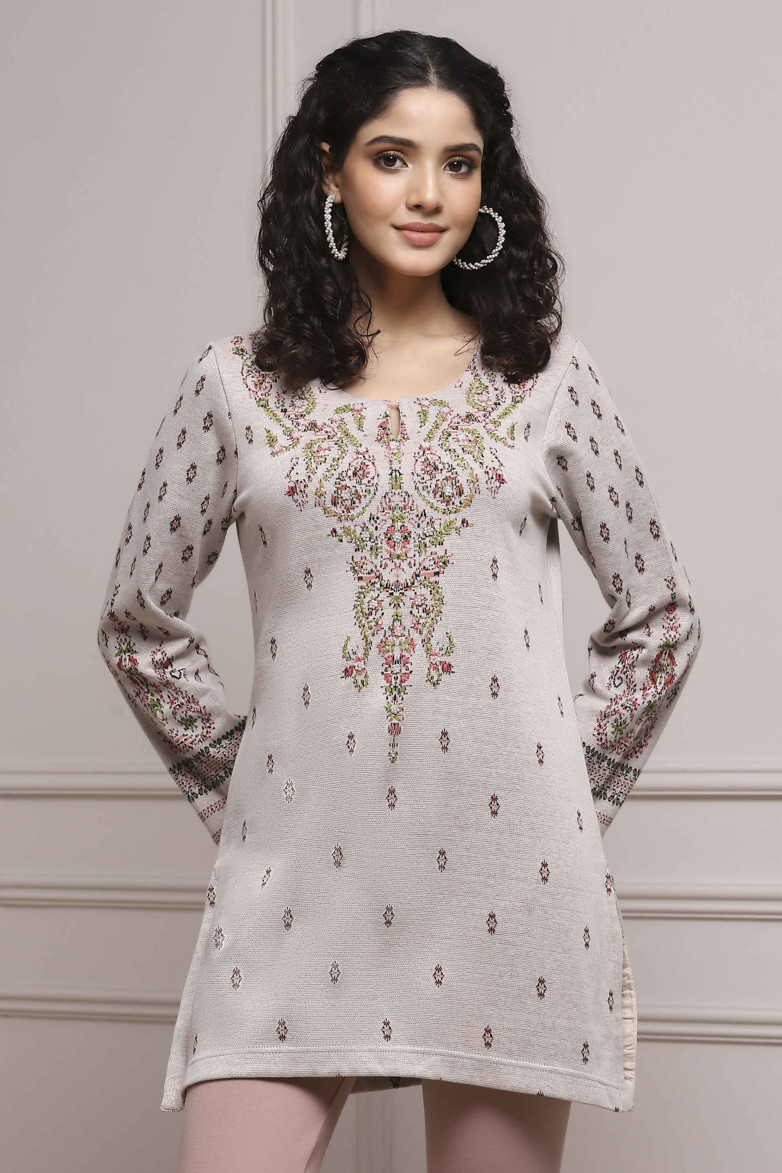 Ivory White Cotton Blend Regular Kurta image number 5