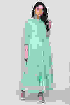 Turquoise Front Open Kurta image number 2