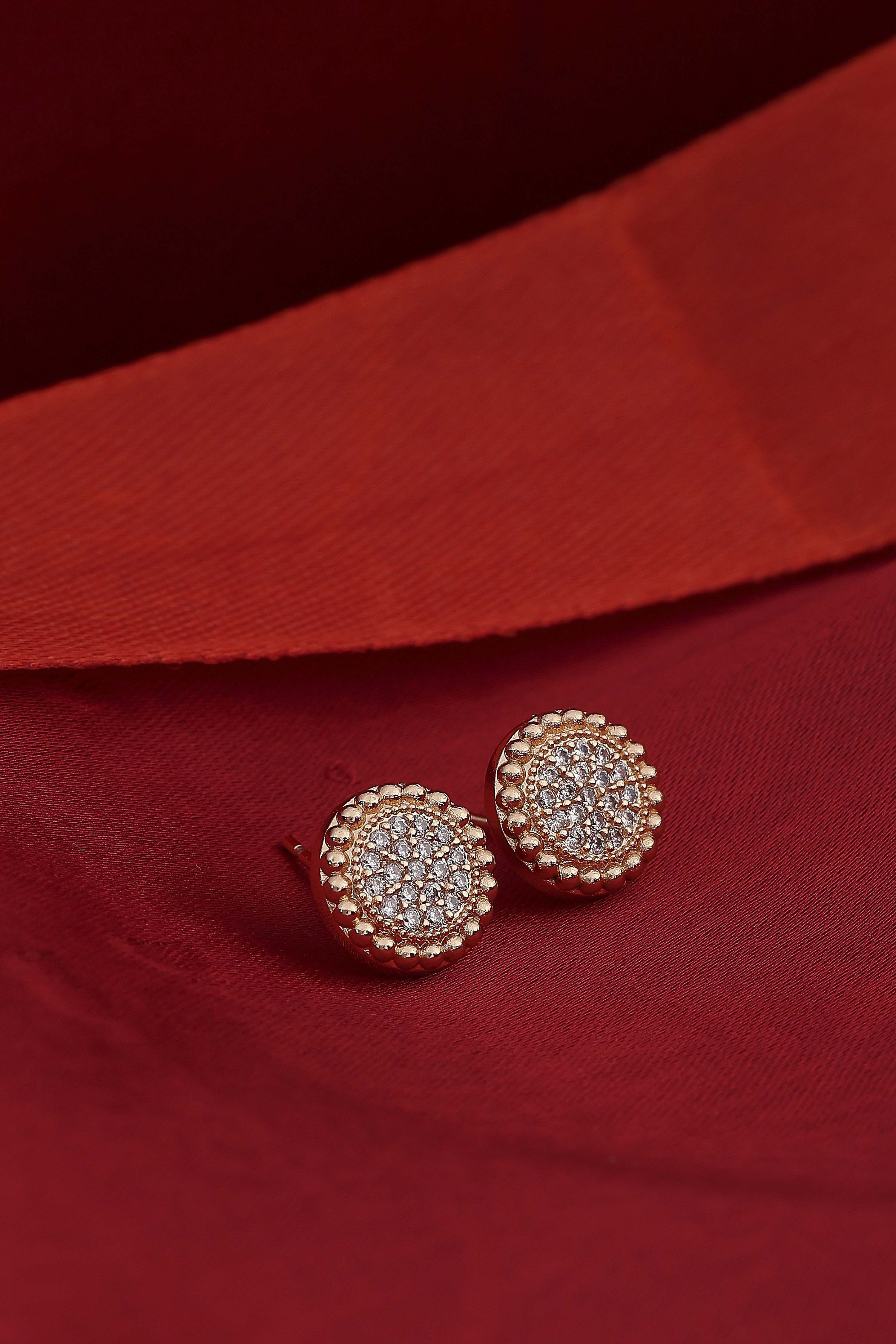 Gold Plated Brass Round-Shaped Stud Earrings image number 0