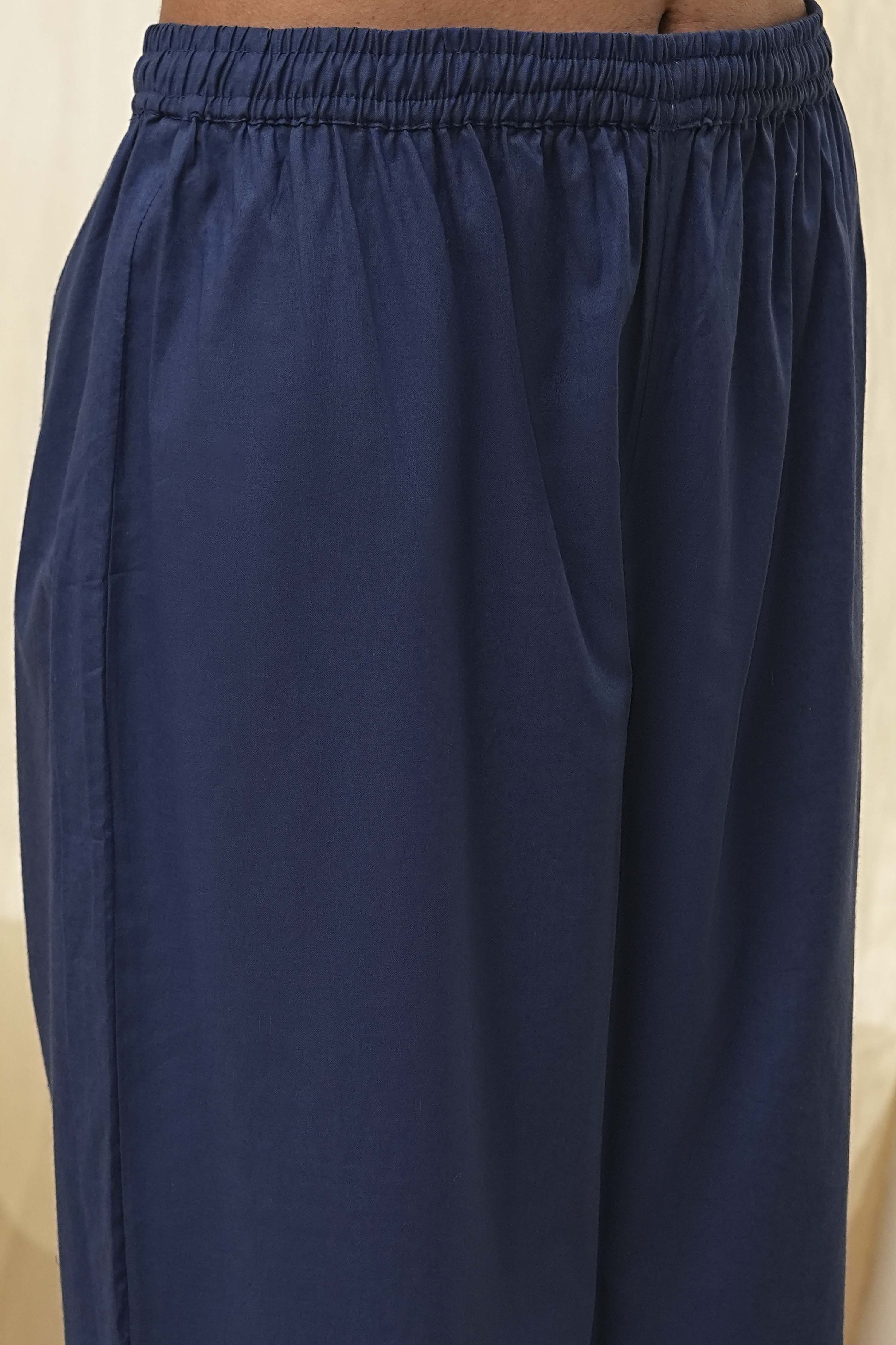 Blue Cotton Foil Printed Anarkali Suit Set image number 2