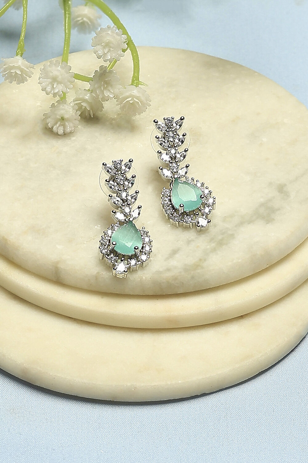 Mint Green Stone Earrings image number 0