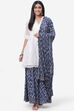 White And Indigo Cotton Straight Kurta Garara Suit Set image number 0