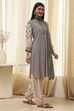 Black and Beige Printed Straight Suit Set image number 5
