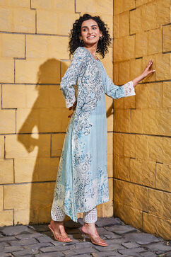 Blue Viscose Straight Kurta image number 5