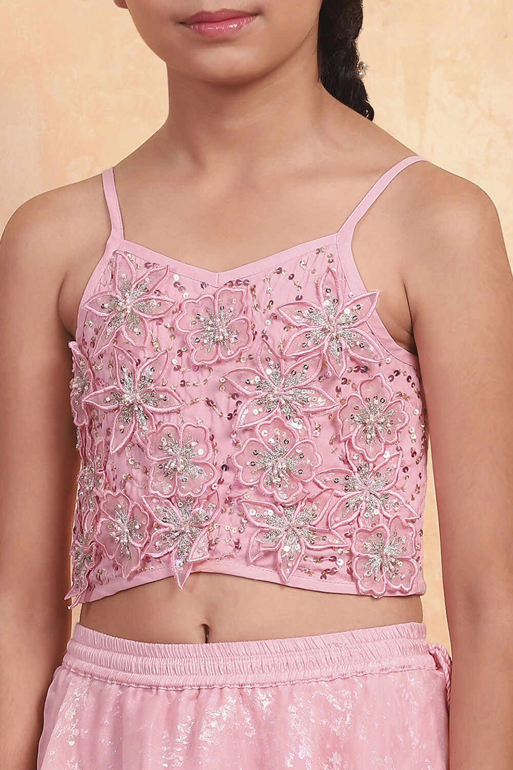 Pink Viscose Printed Flared Lehenga Set image number 1