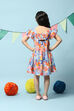 Blue Cotton Gathered Dress image number 4