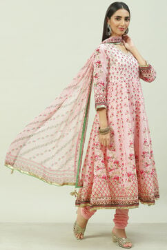 Pink Straight Kurta Churidar Suit Set image number 6
