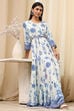 Ecru Viscose Rayon Tiered Printed Dress image number 0