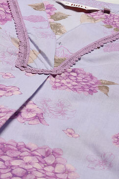 Lavender Cotton Gathered Kurta Pant Suit Set image number 1