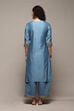 Earthy Blue Cotton Silk Straight Kurta Palazzo Suit Set image number 4