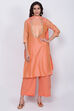 Orange Poly Cotton Straight Kurta Palazzo Suit Set image number 2
