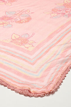 Pink Muslin Lace Unstitched Suit Set image number 4