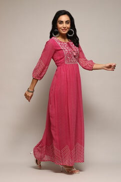 Fuchsia Polyester Flared Printed Dress image number 3