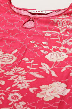 Berry Pink Rayon Straight Suit Set image number 1