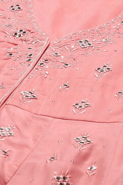 Pink Cotton Anarkali Lehenga Set image number 1