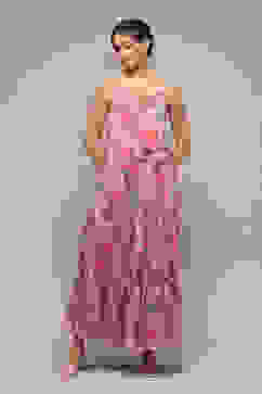 Coral Polyester Tiered Dress image number 5