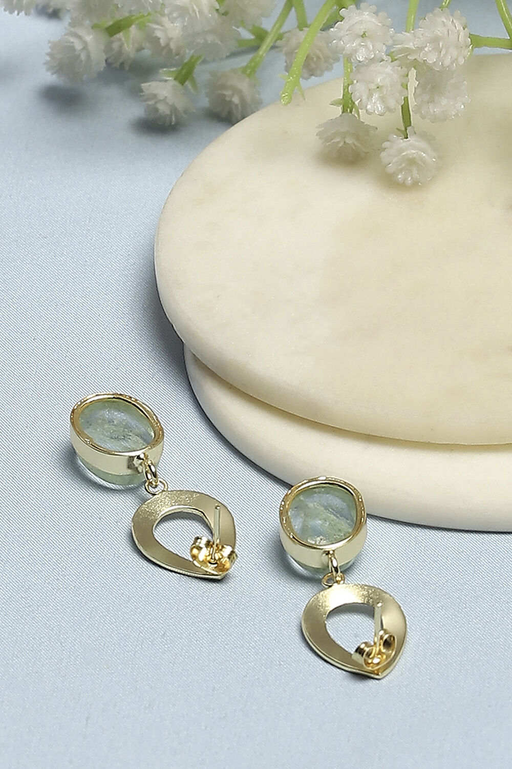 Aqua Brass Danglers image number 2