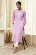Light Pink Cotton Straight Kurta image number 0