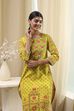 Green Cotton Printed Straight Kurta image number 5