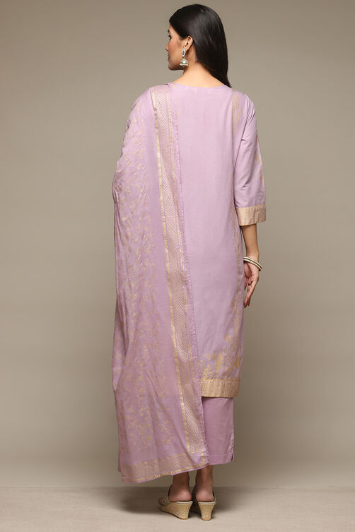Red Cotton Straight Kurta Pants Suit Set image number 4