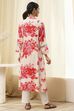 Red and Off-White Floral Printed Straight Kurta image number 3