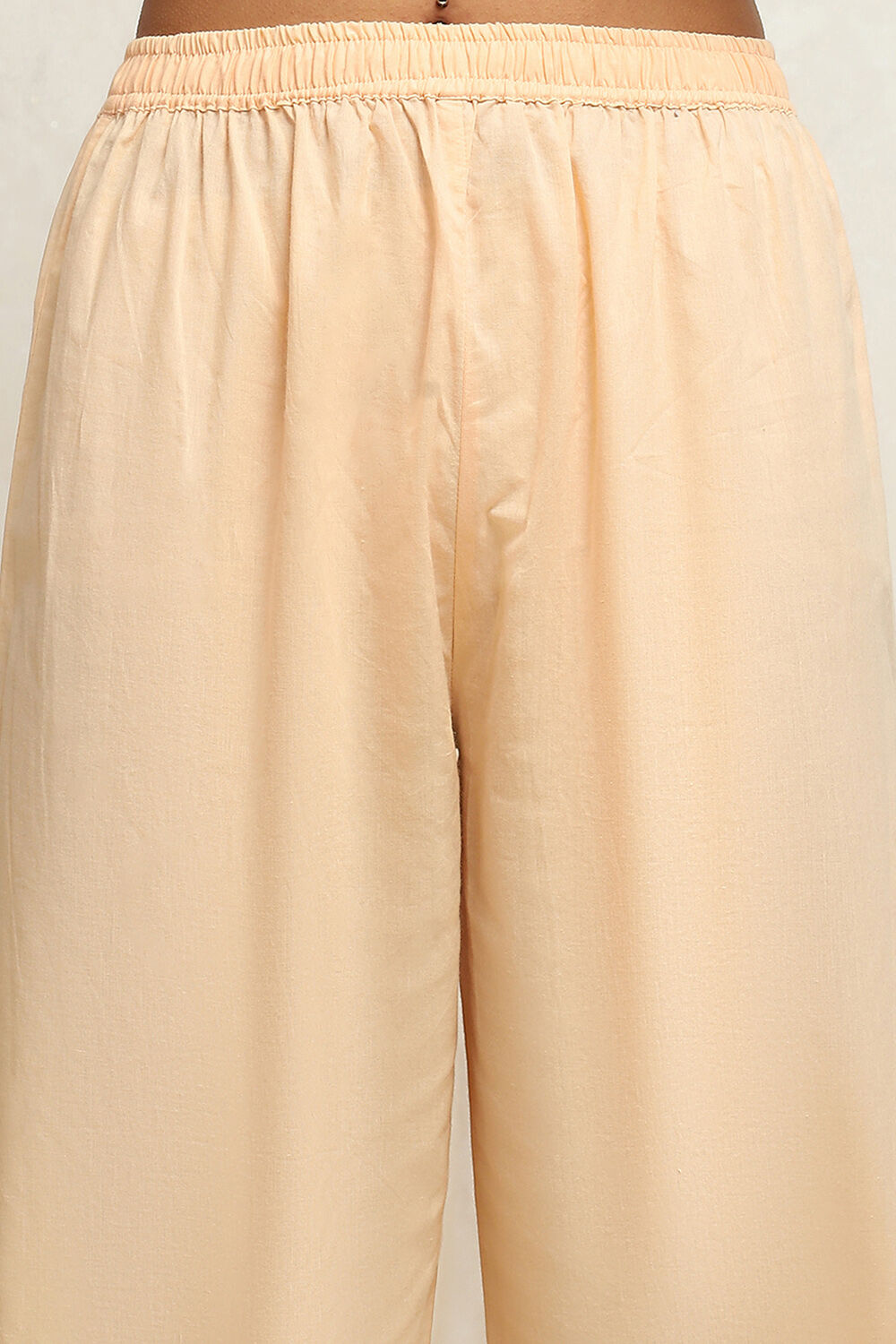 Ecru Cotton Geometric Printed Anarkali Suit Set image number 2