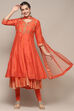 Coral Poly Chanderi Anarkali Kurta Churidar Suit Set