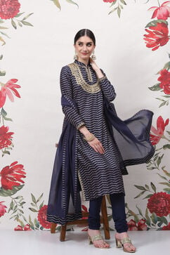 Rohit Bal Blue Cotton Silk Straight Yarndyed Suit Set image number 7