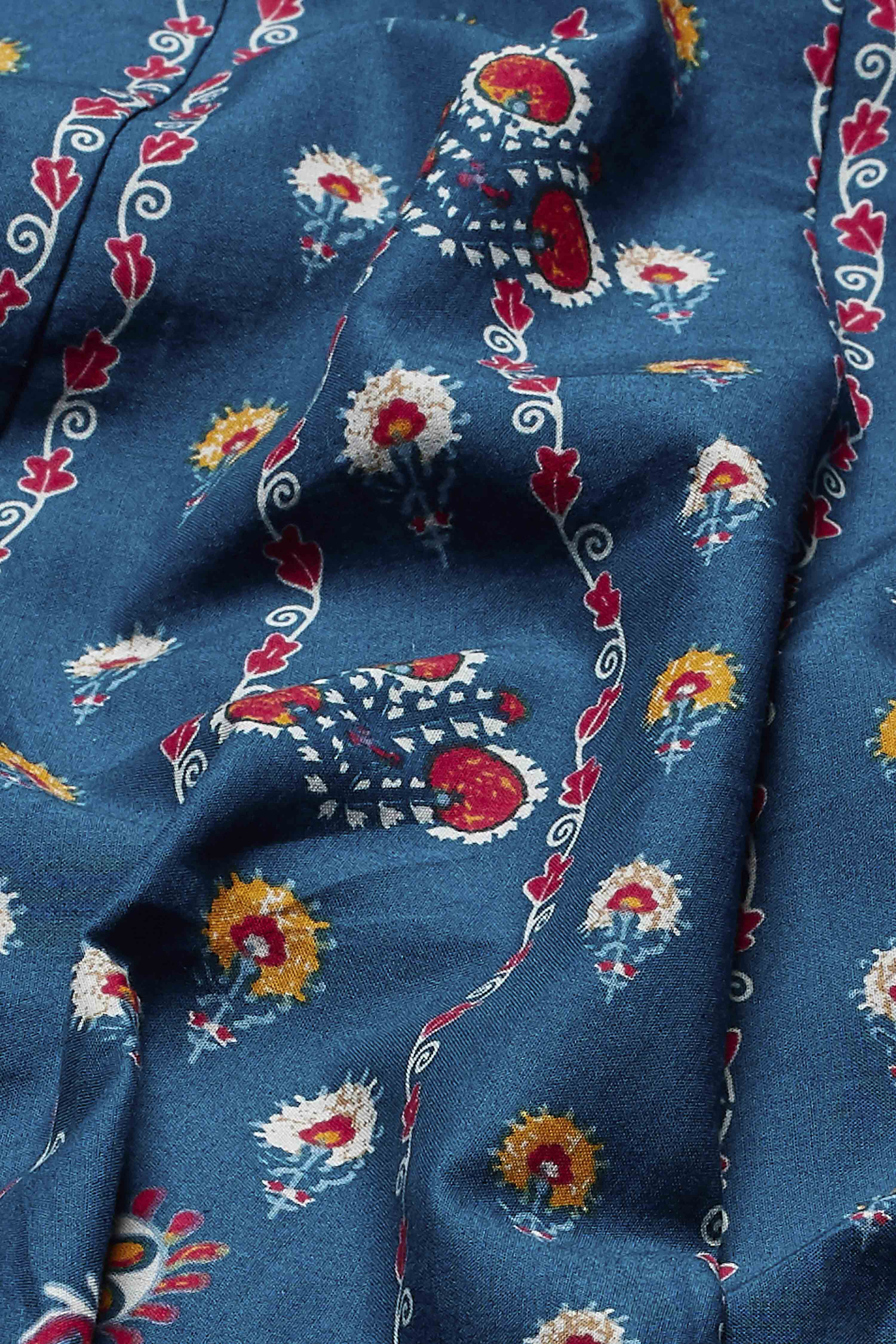 Blue Cotton Anarkali Suit Set image number 3