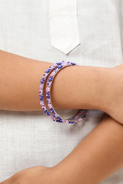 Purple Metal & Beads Bangles image number 1