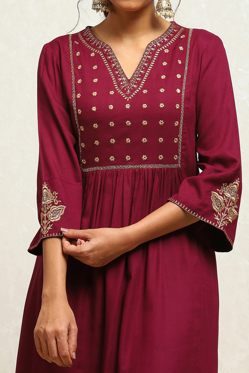 Orange Yoke Design Festive A-Line Kurta image number 1