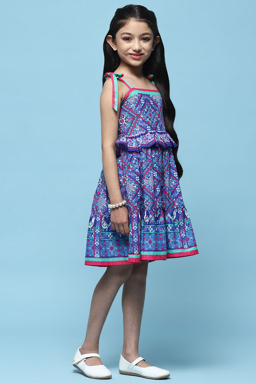 Blue Cotton Tired Dress image number 4