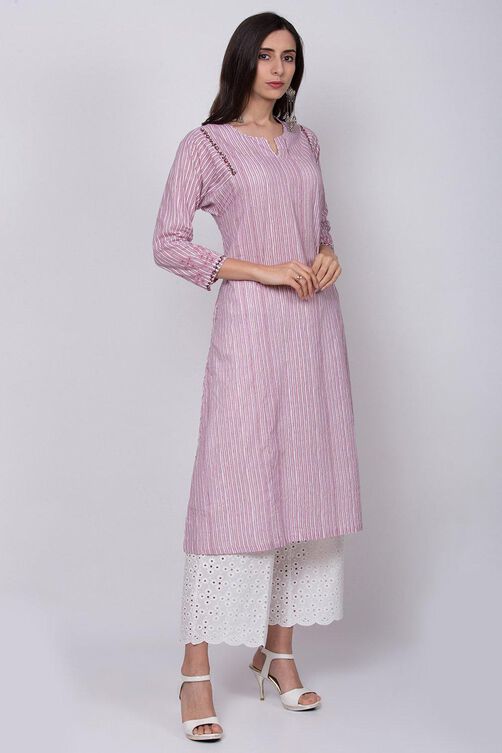 Pink Straight Kurta Palazzo Suit Set image number 3