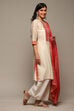 Orange Cotton Blend Straight Kurta Palazzo Suit Set image number 6