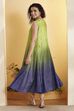 Green Chevron Printed Fit-and-Flare Dress image number 4