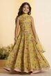 Mustard Yellow Floral Flared Lehenga Set image number 7