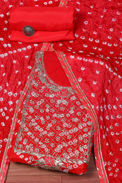 Orange Silk Blend Unstitched Suit set image number 0