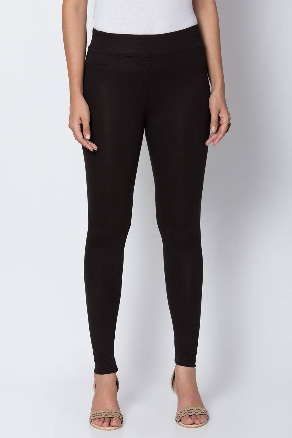 Black Viscose Lycra Solid Leggings