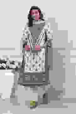 Off-White Cotton Printed Straight Suit Set image number 0