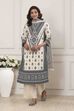 Off-White Cotton Printed Straight Suit Set