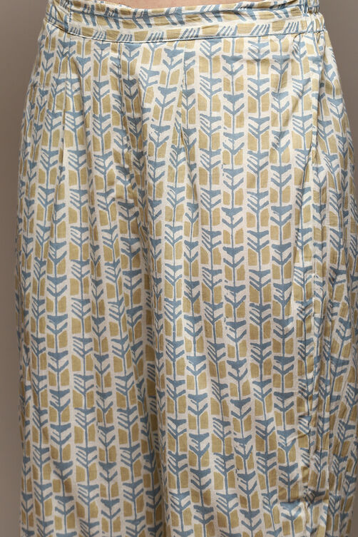 Blue Cotton Printed Unstitched Suit Set image number 3
