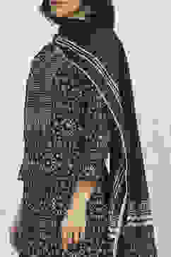 Indigo Cotton Machine Embroidered Unstitched Suit Set image number 2