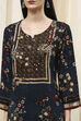 Teal Floral Printed Straight Kurta image number 1