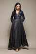 Navy Rayon Straight Printed Dress image number 5