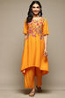 Navy Rayon Asymmetric Kurta Palazzo Suit Set image number 6