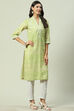 Green Cotton Straight Printed Kurta image number 2