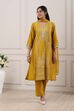 Mustard Yellow Ethnic Motifs Straight Suit Set image number 6
