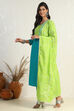 Turquoise Cotton Dyeing Unstitched Suit Set image number 4