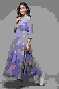 Lilac Cotton Tiered Printed Dress image number 3