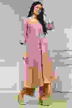 Old Rose Embroidered Anarkali Fusion Set image number 5